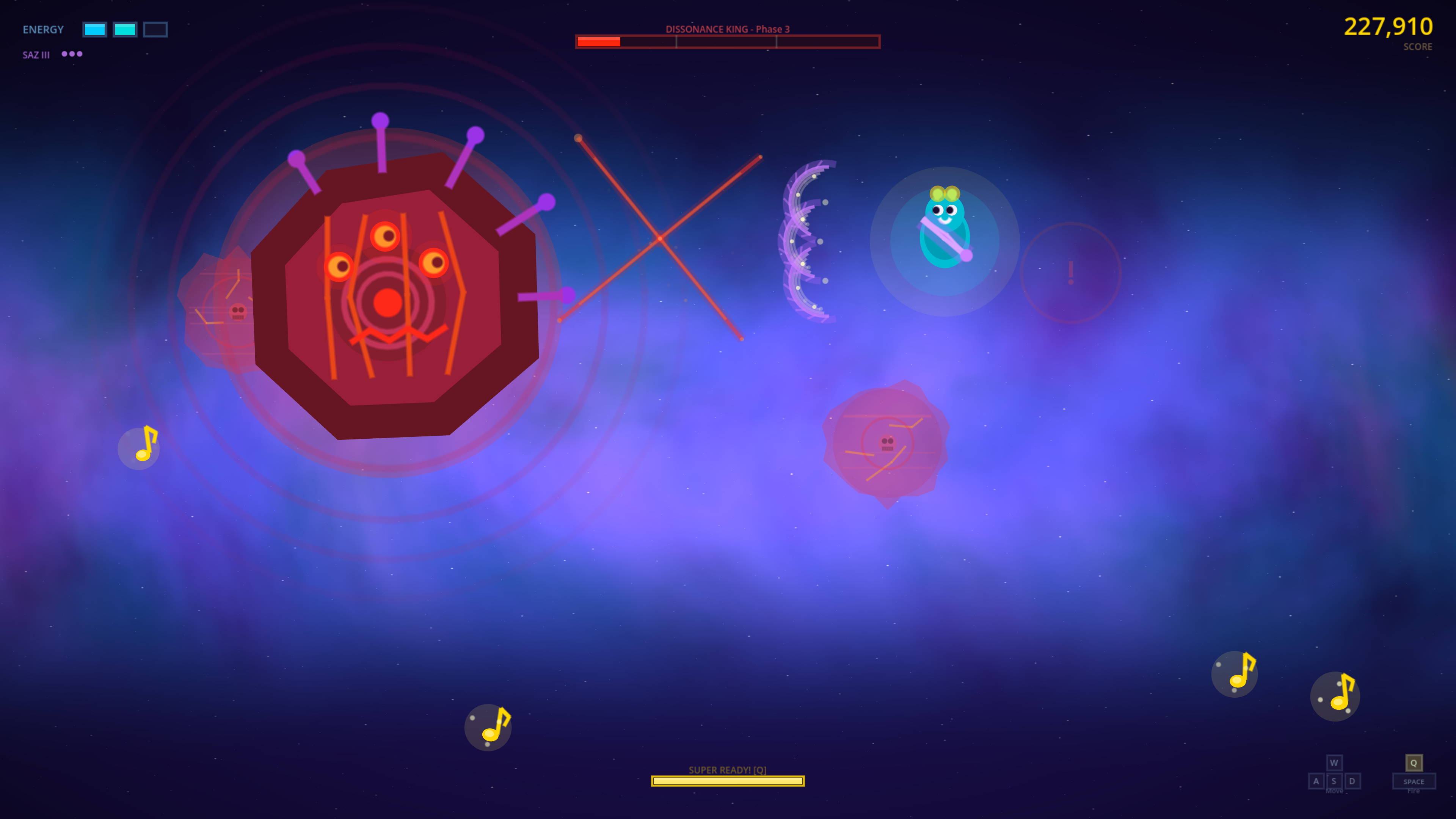 Quasar Saz gameplay - Zara battles the Dissonance King in the cosmic sound dimension