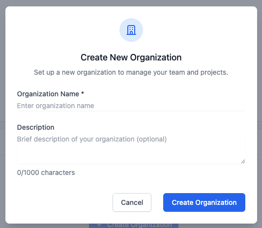 Create New Organization