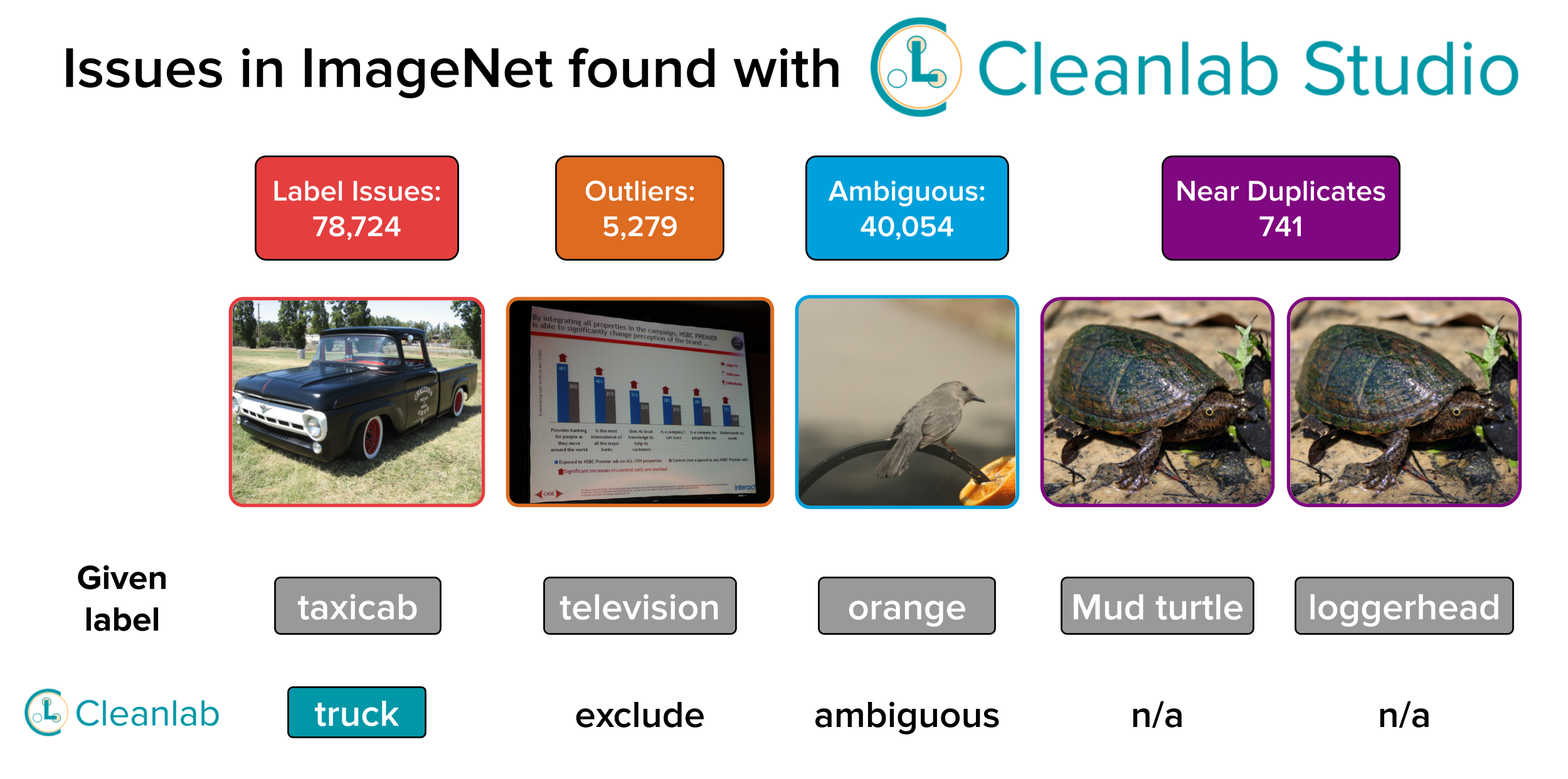 Cleanlab Studio results for ImageNet dataset