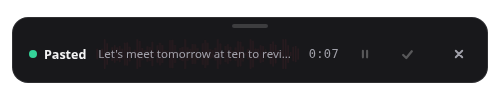 Earheart overlay confirming the transcript was pasted