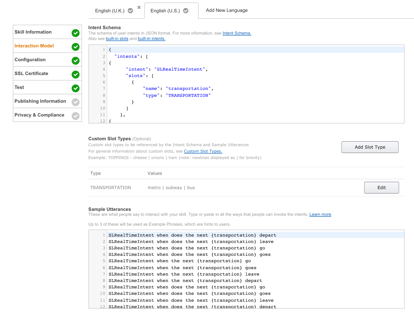 Intent Schema