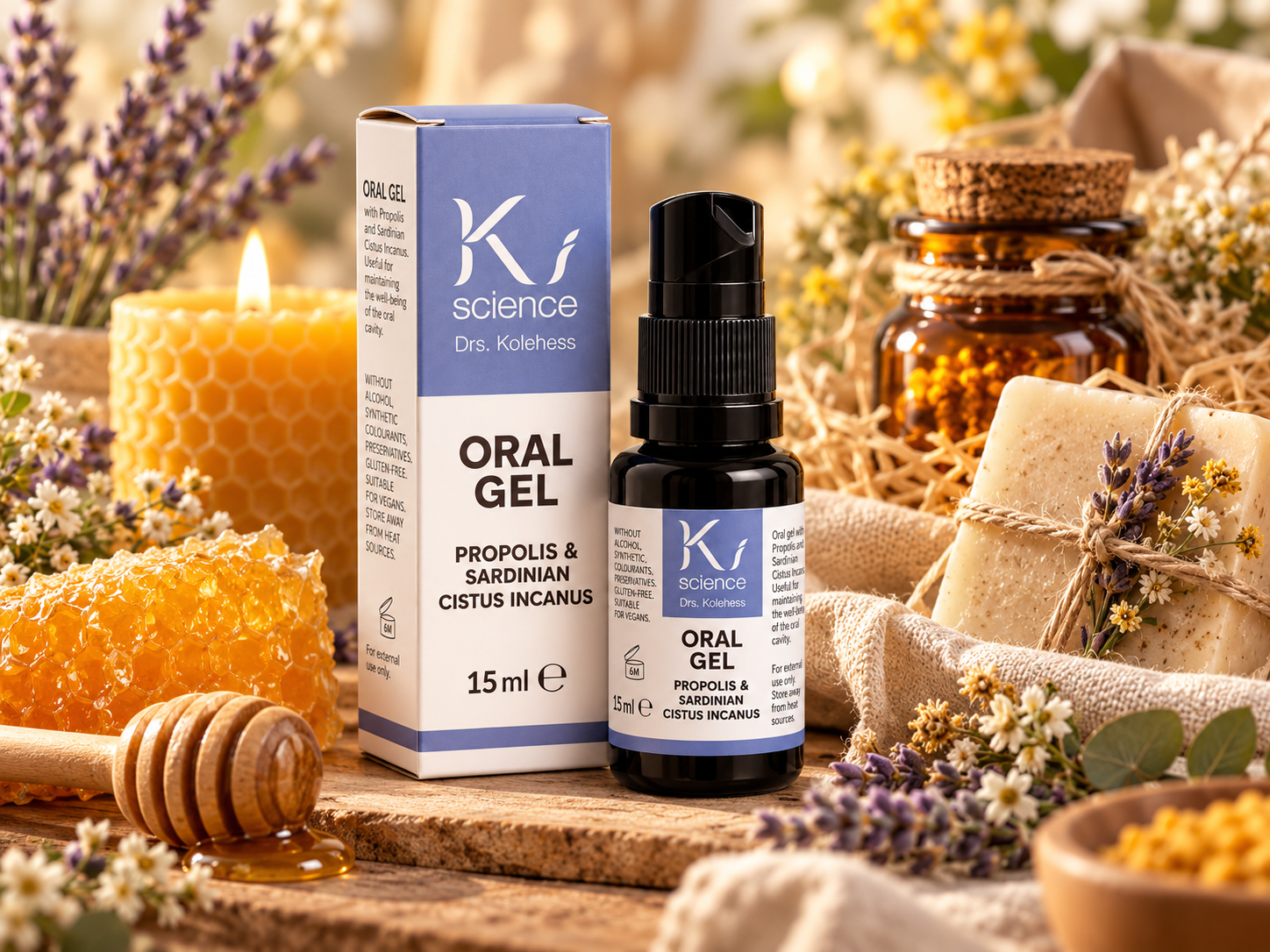 Linea Benessere: Oral GEL alla propoli, candela in cera d’api e prodotti naturali