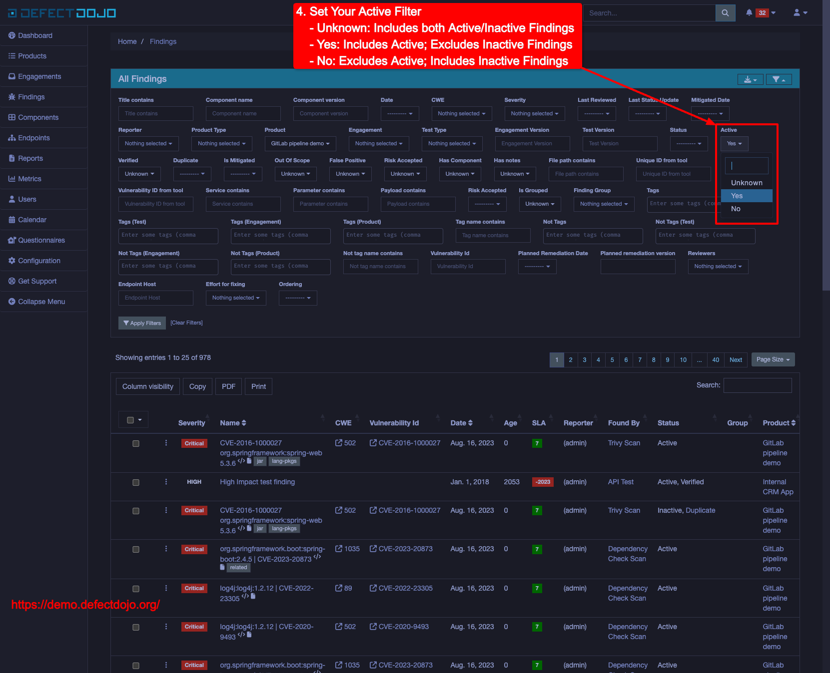 How-To Create an All Active Findings Filter - Step 4