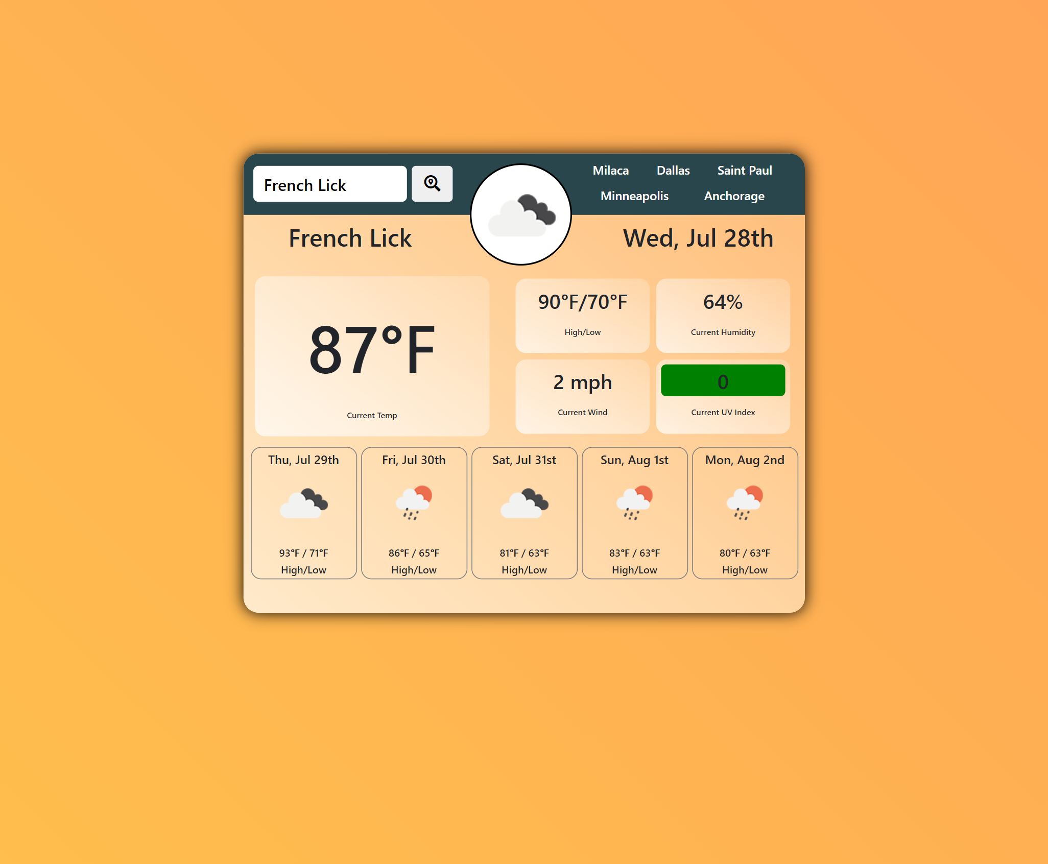 Weather Dashboard Screenshot