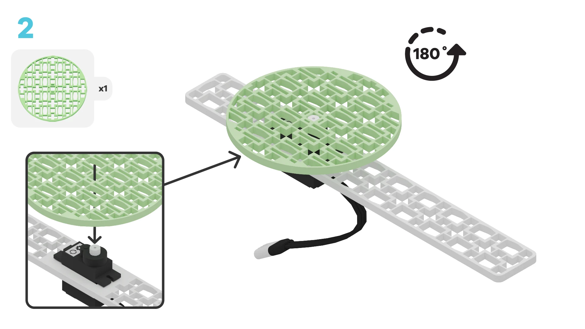 Connect a circle block to the continuous servo motor.