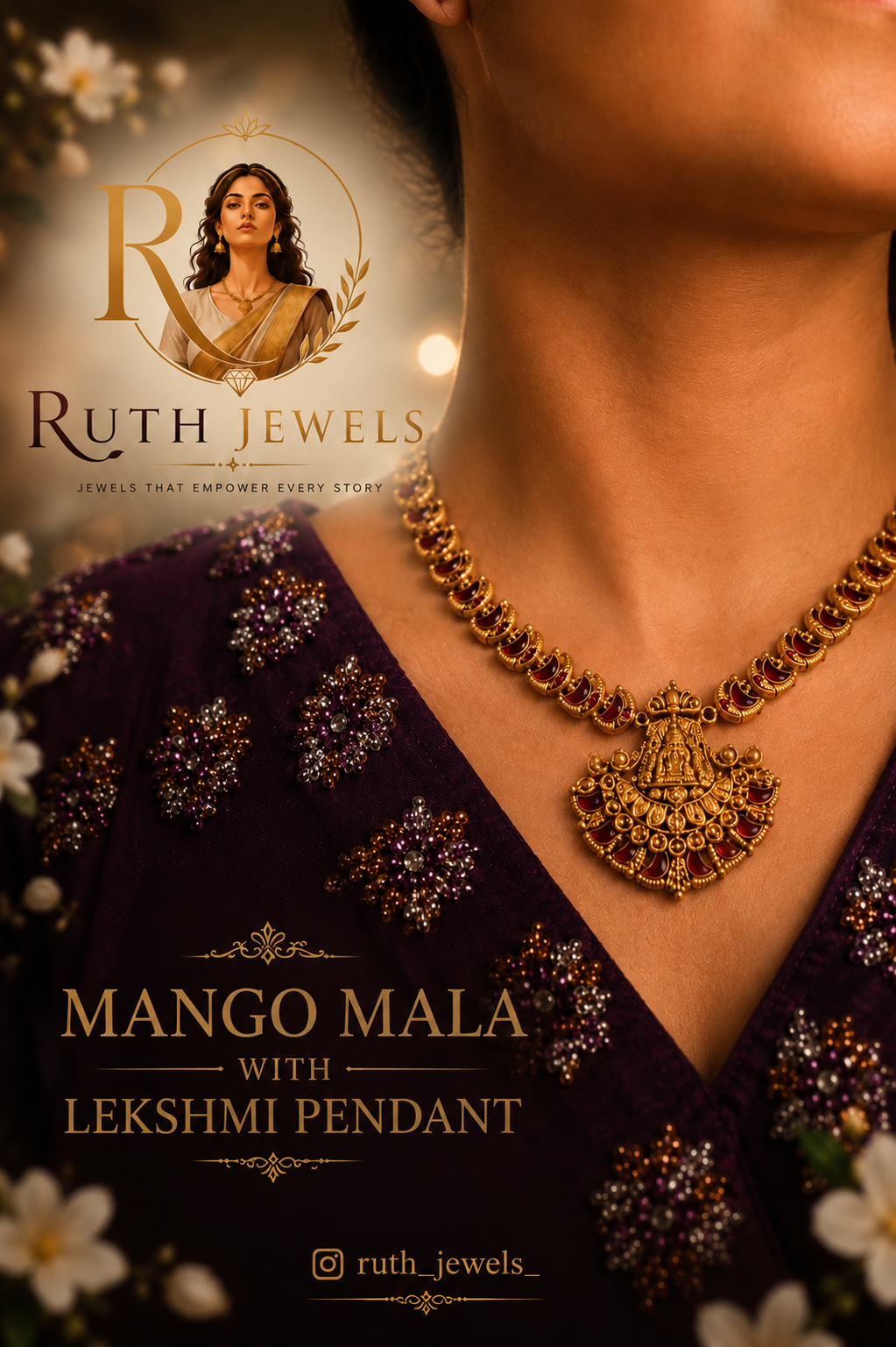 Mango Mala with Lakshmi pendant