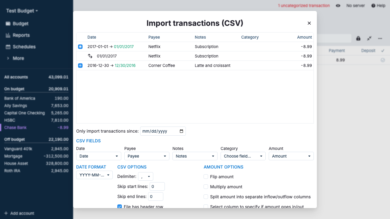 Import preview
