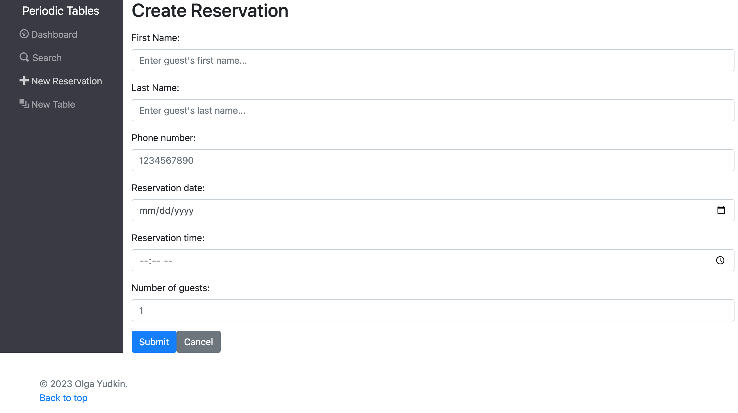 create reservation large screen