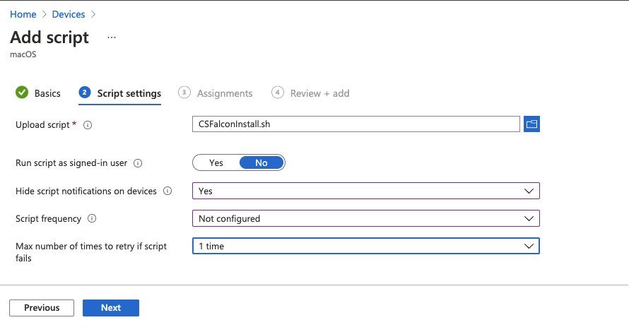 Step 3 - Script Settings