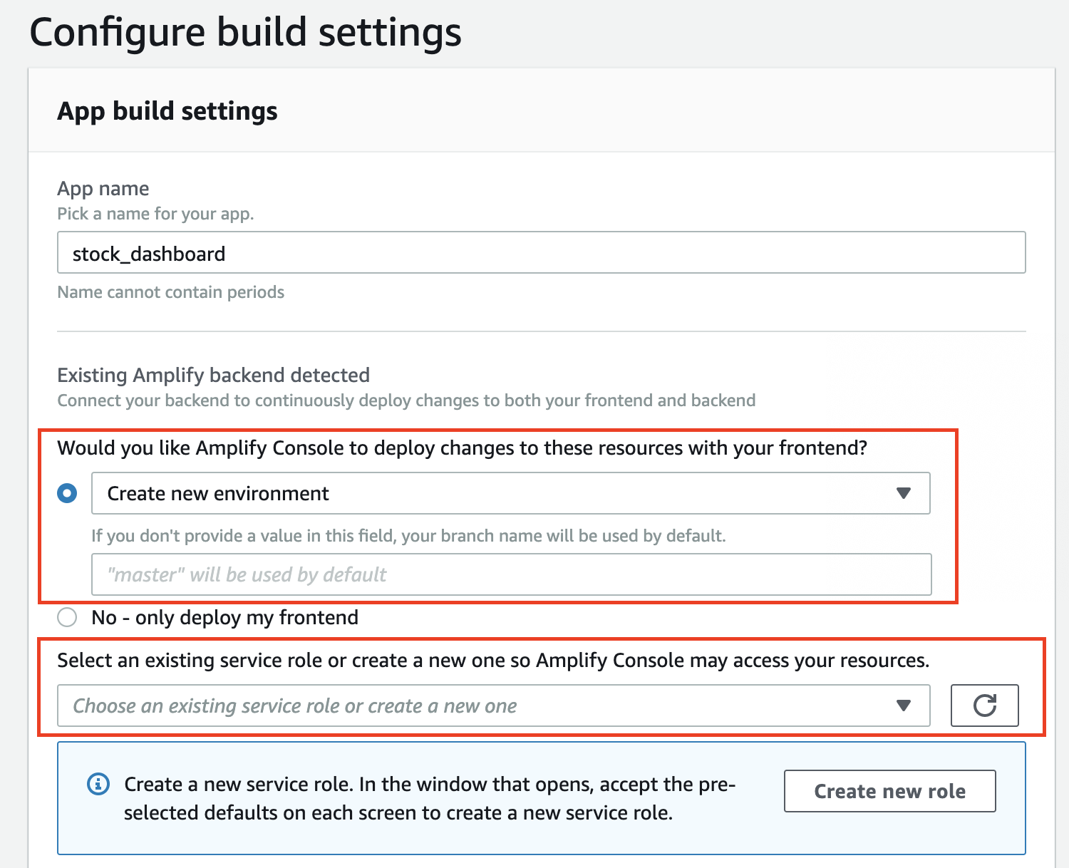 Amplify Build Settings