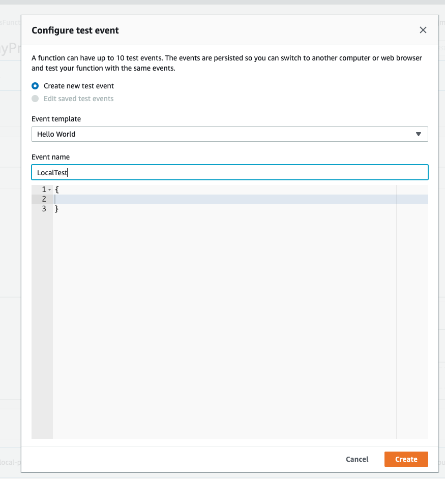 Lambda Console Test Form