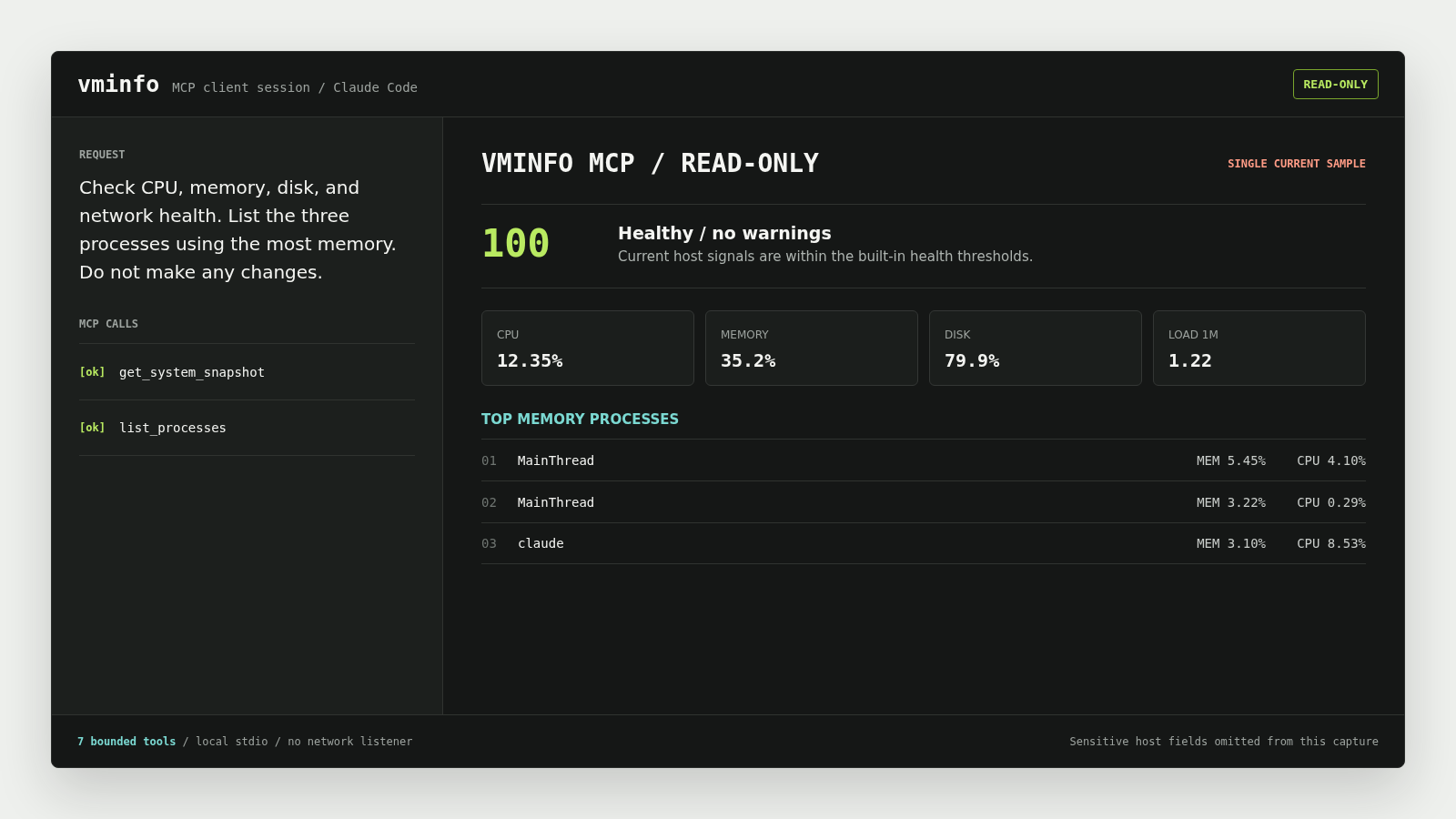 vminfo v0.3.0 发布：新增只读 MCP，让 Claude 和 Codex 帮你检查 VPS 状态