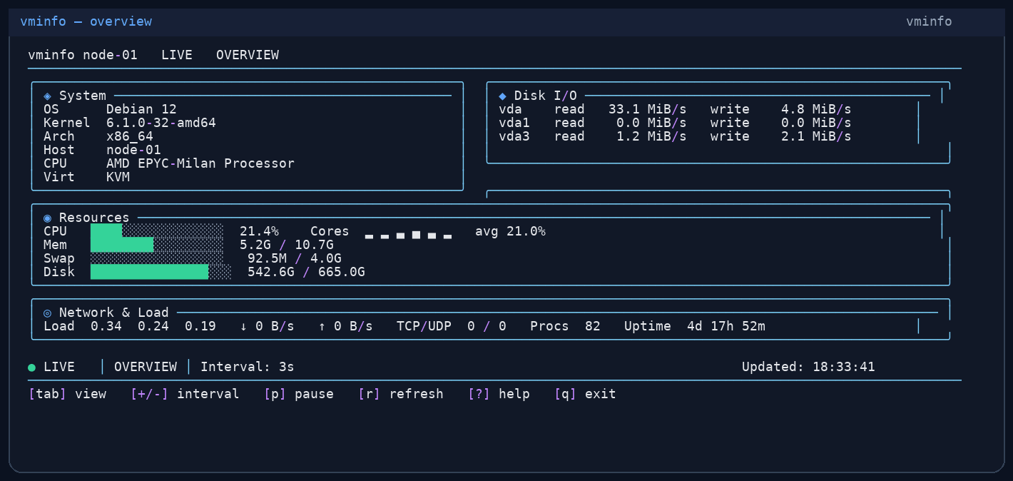 vminfo terminal system monitor demo