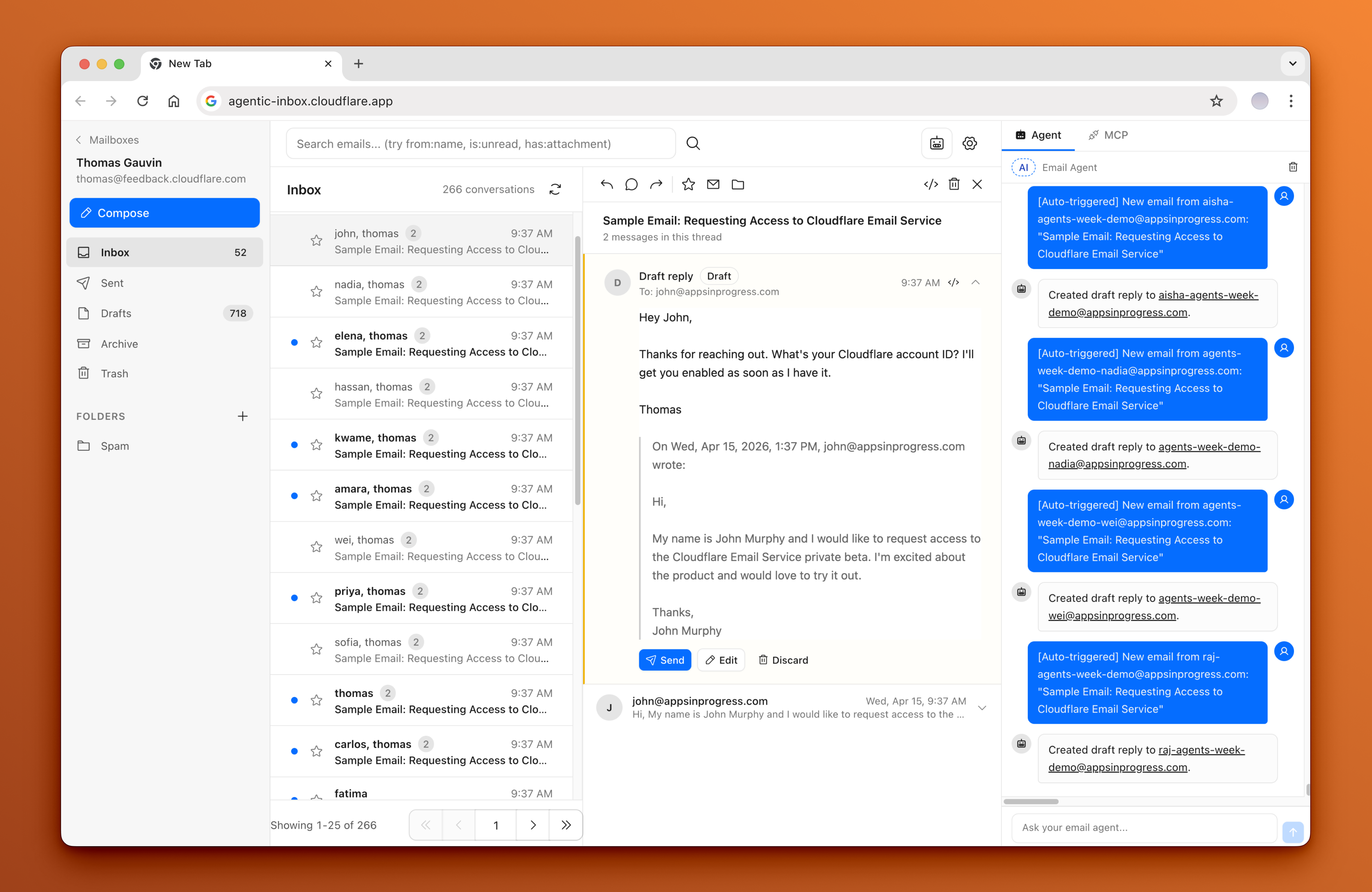 Agentic Inbox screenshot