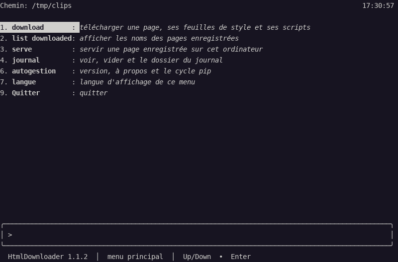 French main menu