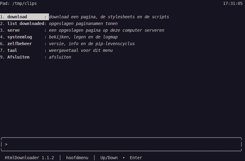 Dutch main menu