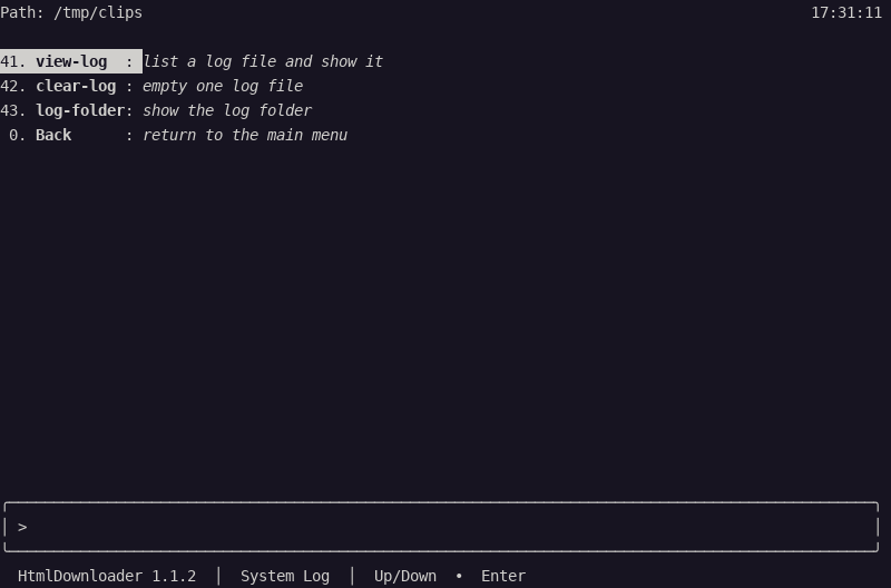 System Log, 41 view-log highlighted