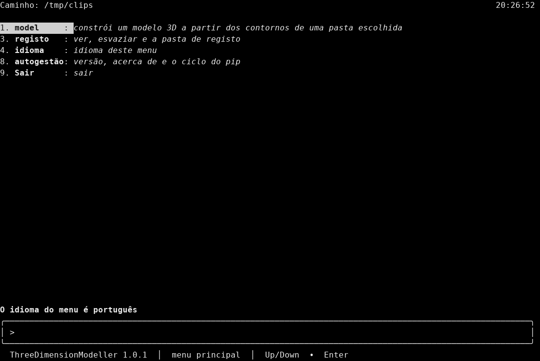 Portuguese main menu