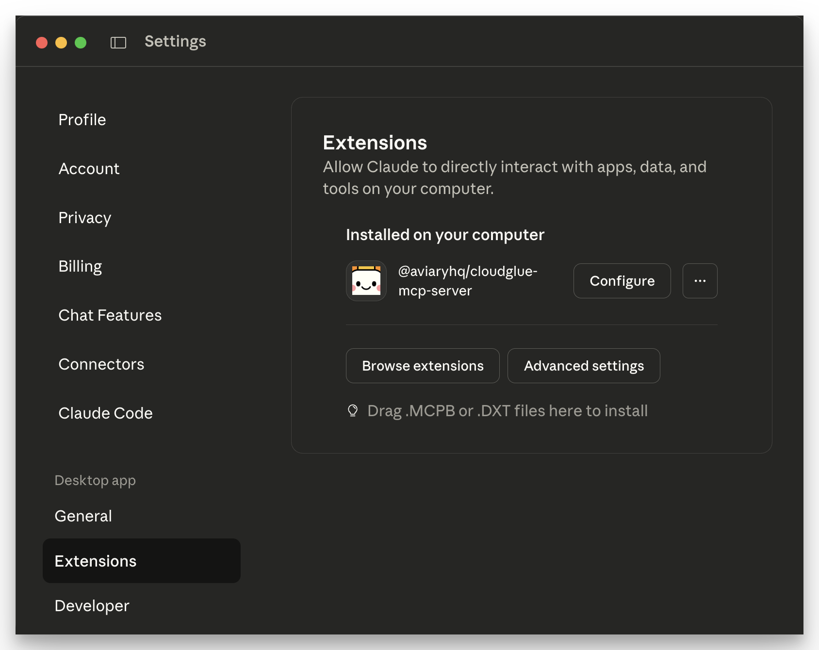 Claude Desktop Extension Installation Step 2