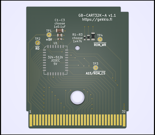 GB-CART32K-A v1.1 KiCad 3D view