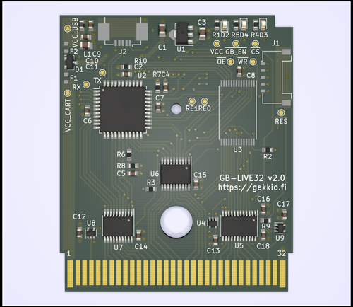 GB-LIVE32 v2.0 KiCad 3D view