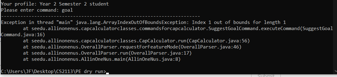Program Crashes with the "goal" command · Issue #7 · cloudy3/ped · GitHub