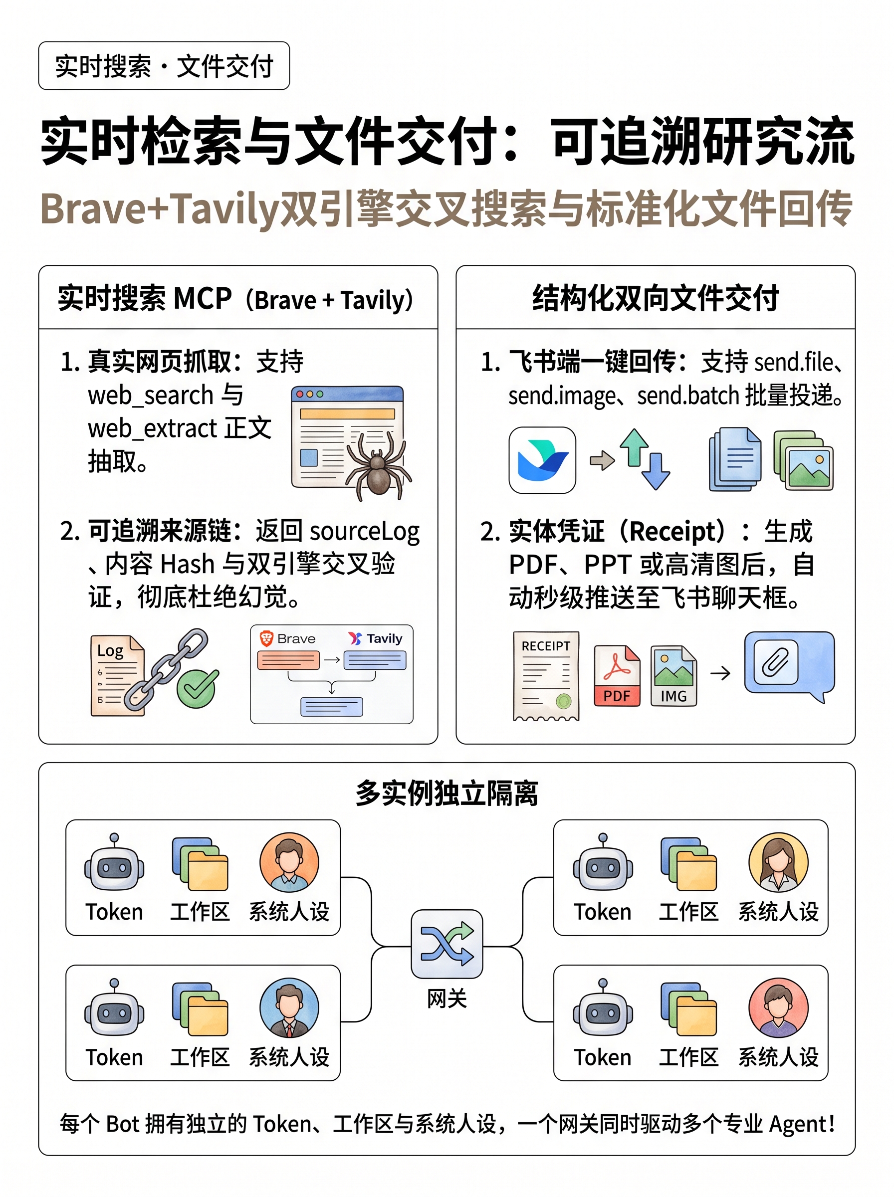P7 检索交付:实时检索与文件交付:可追溯研究流