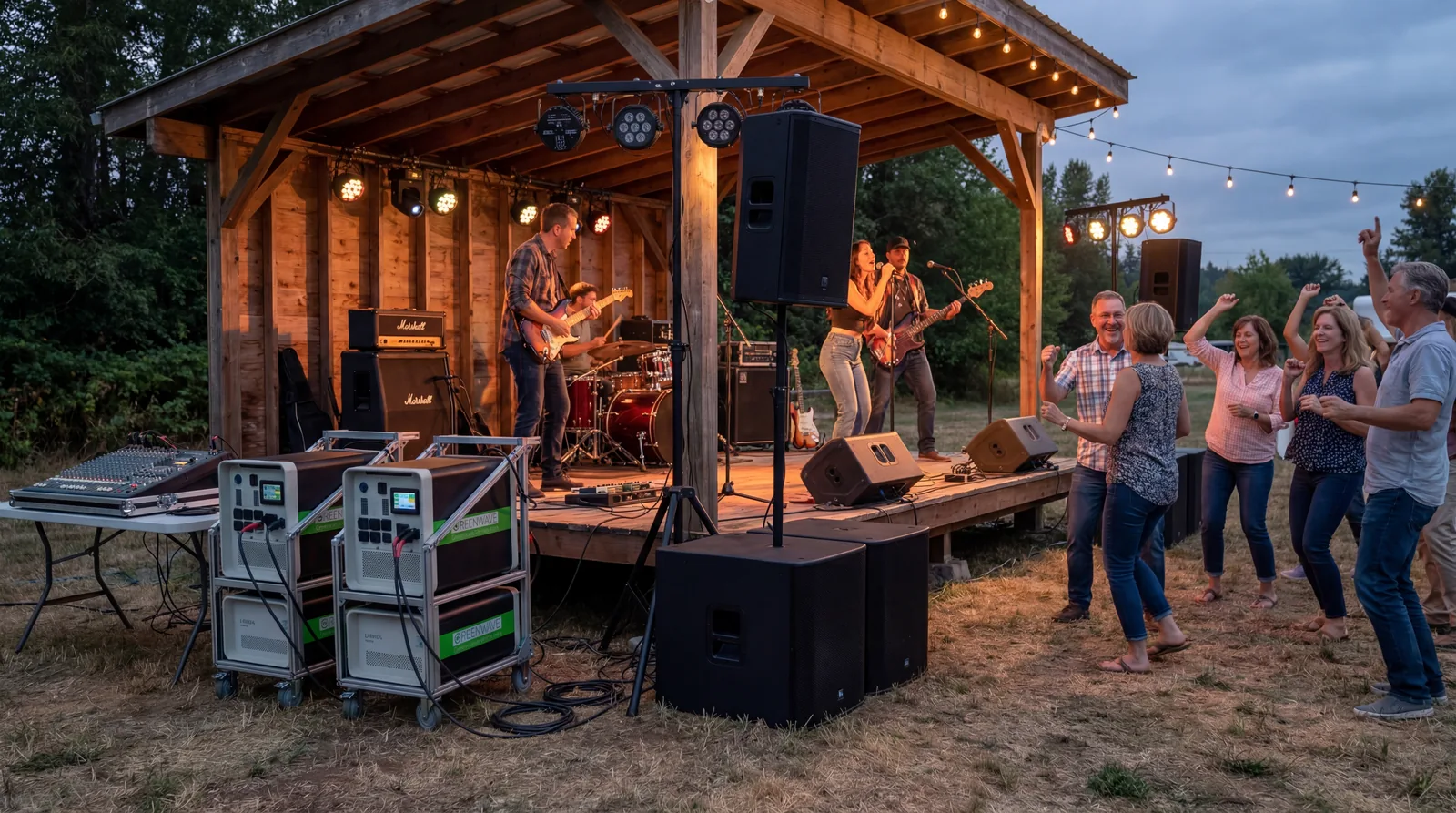 Battery power for live events and outdoor stage