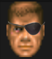 doom head wearing eyepatch over left eye