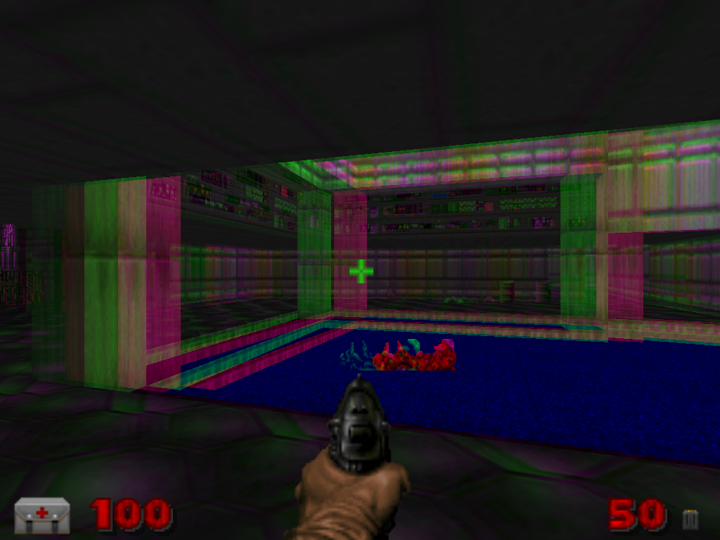 screenshot of green-magenta anaglyph mode