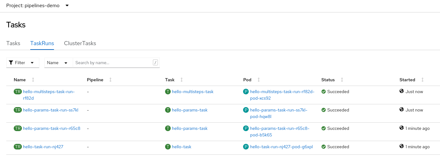 Tasks Run Dashboard