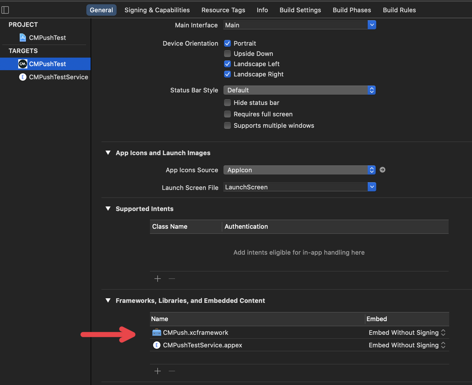 add CMPush XCFramework