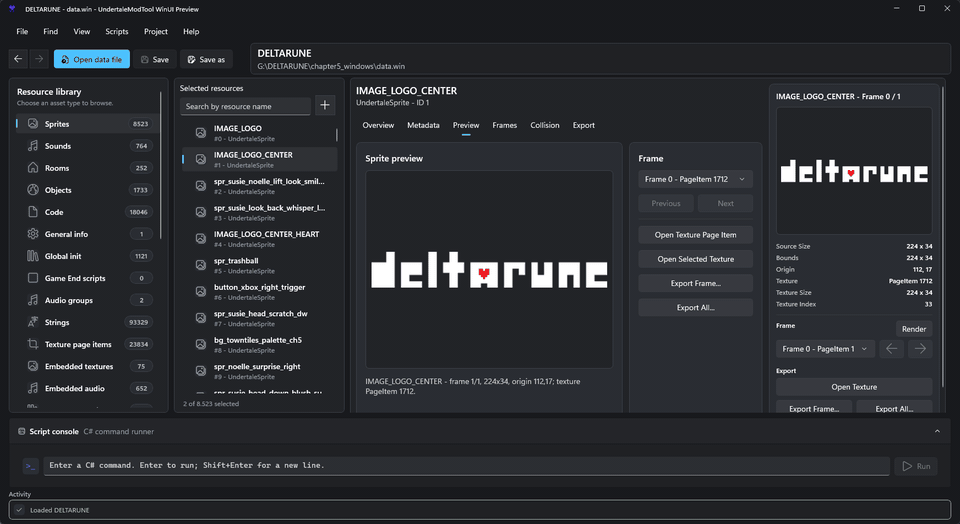UndertaleModTool WinUI 3 resource browsing tour