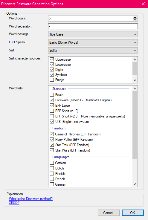 options form