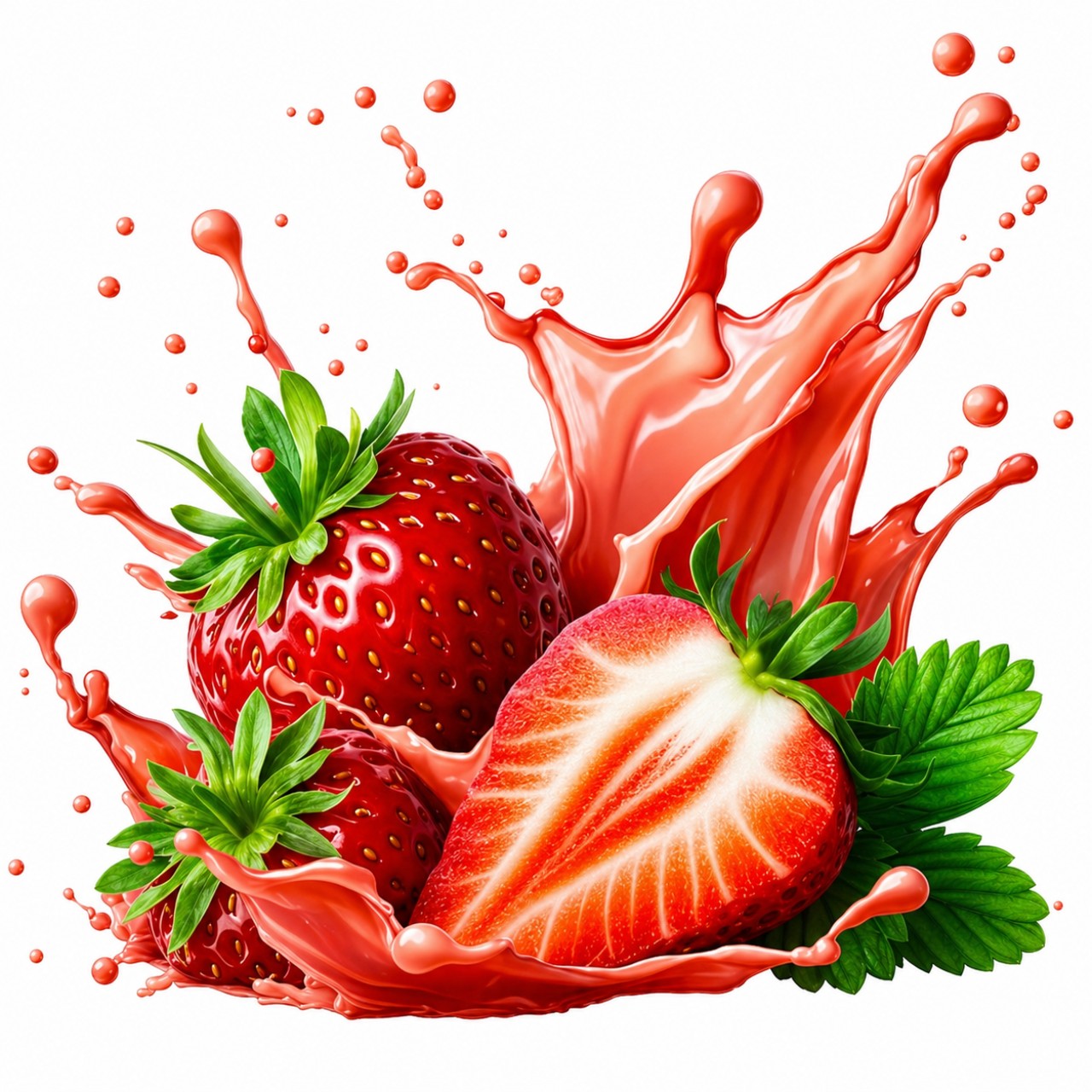Strawberry splash tumbler design with fresh fruit water effect