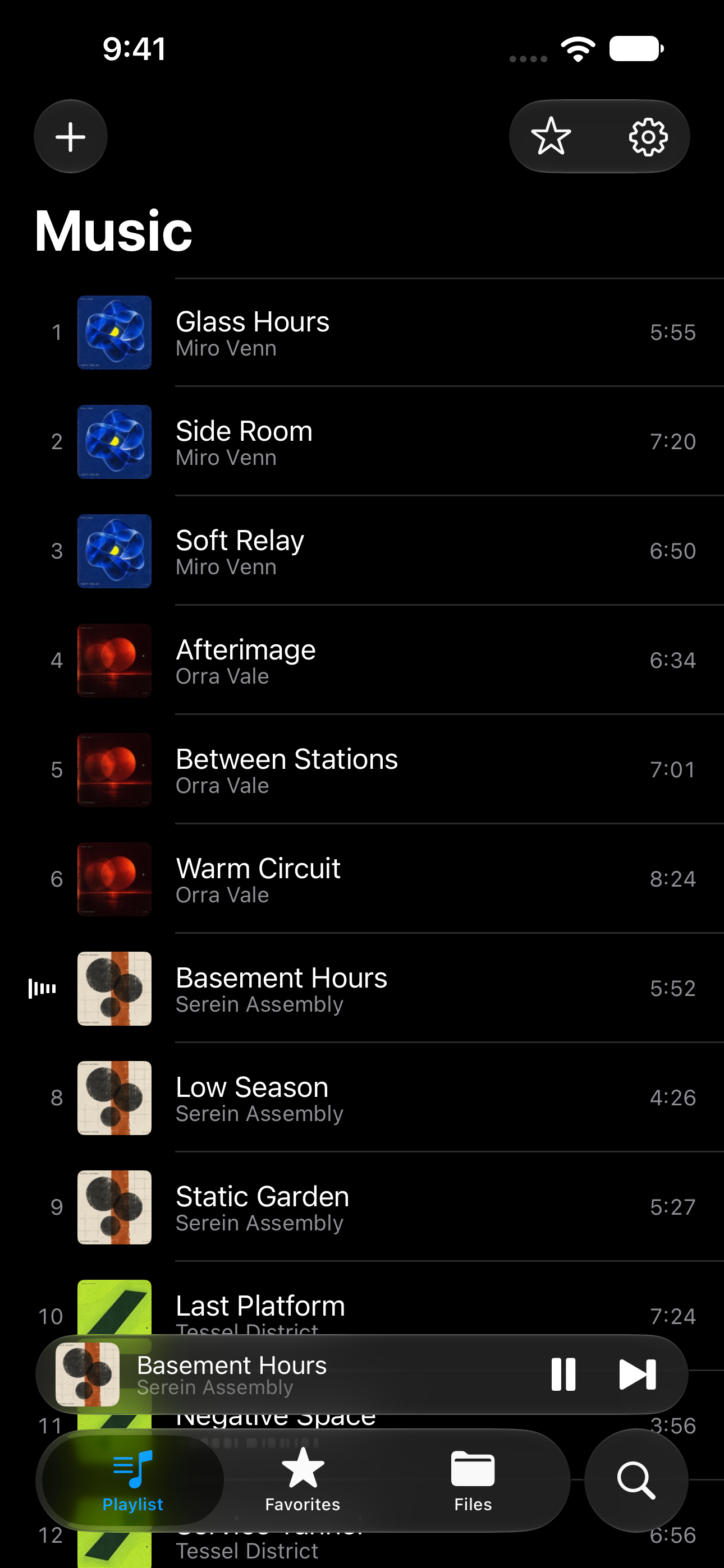Vibe on iPhone, playlist