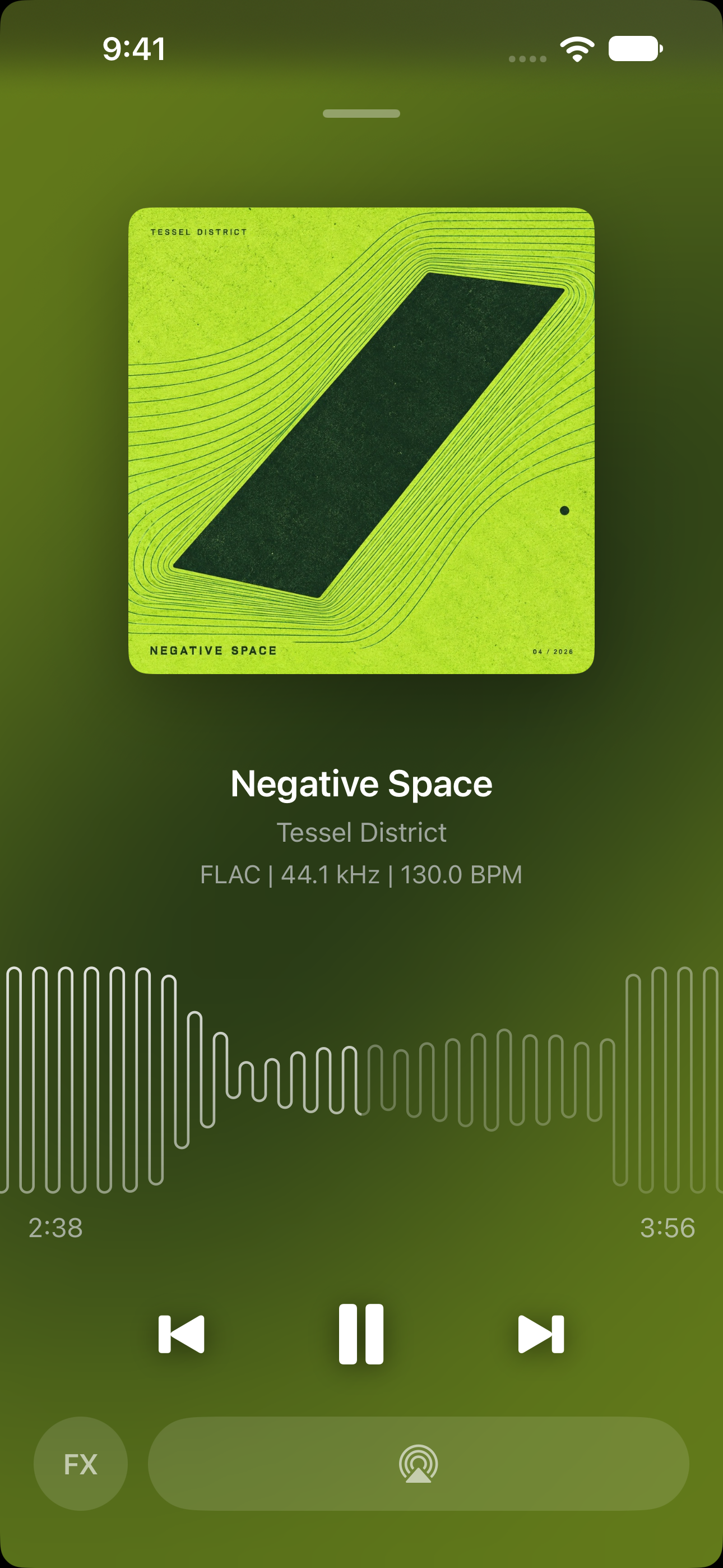 Vibe on iPhone, waveform seek