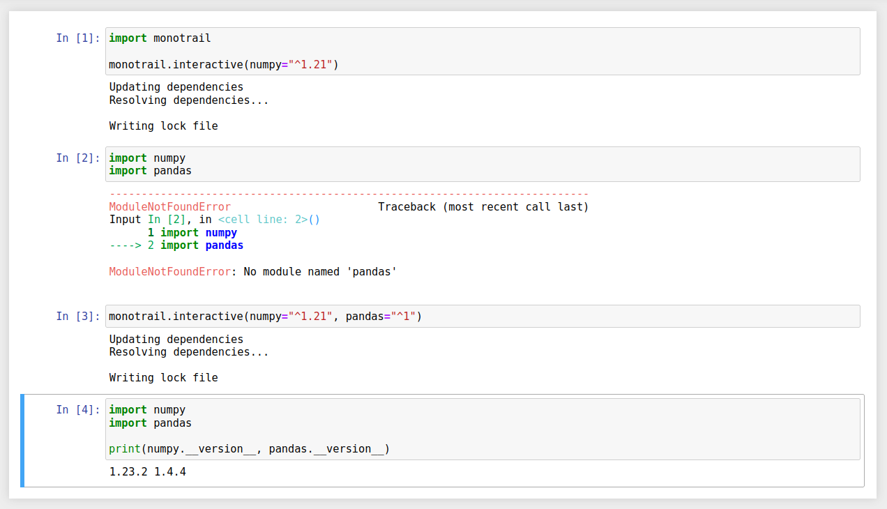 Screenshot of the jupyter browser UI using monotrail