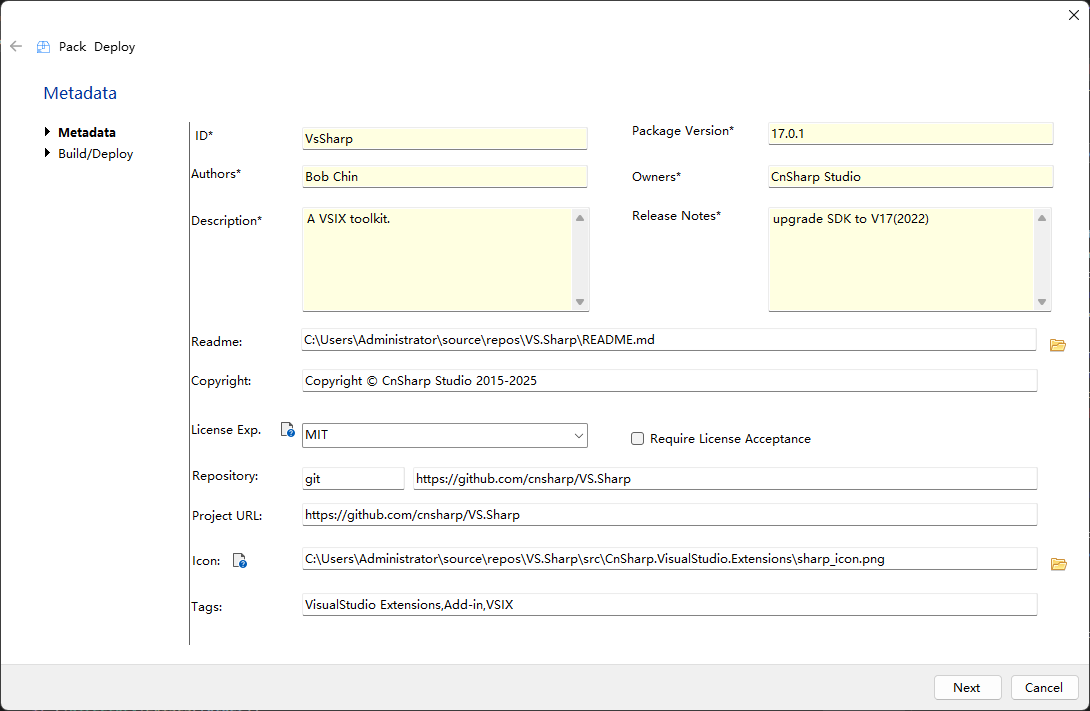 Package metadata