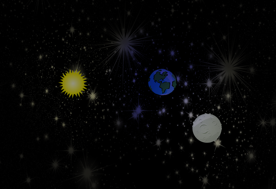 planets with lights, relative positioned