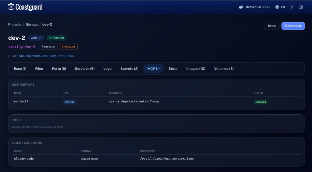MCP tab in Coastguard