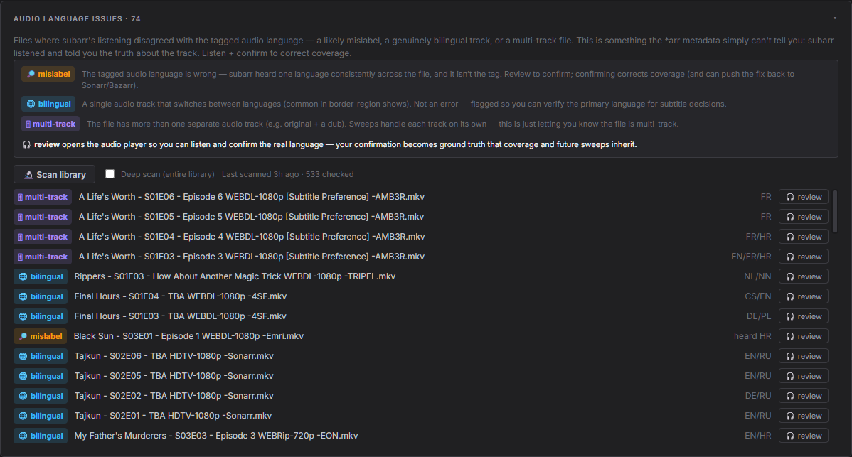 Audio language issues