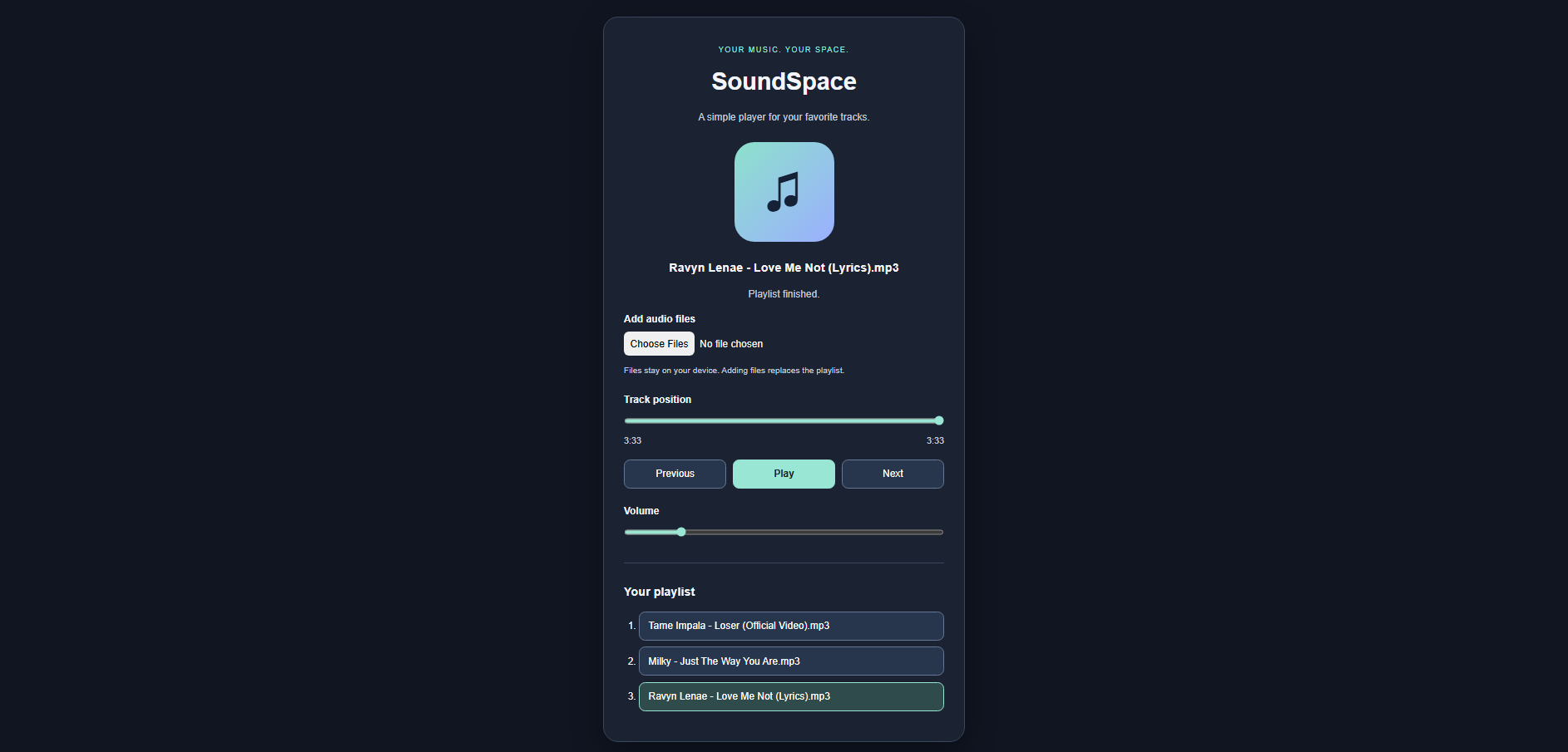 SoundSpace music player