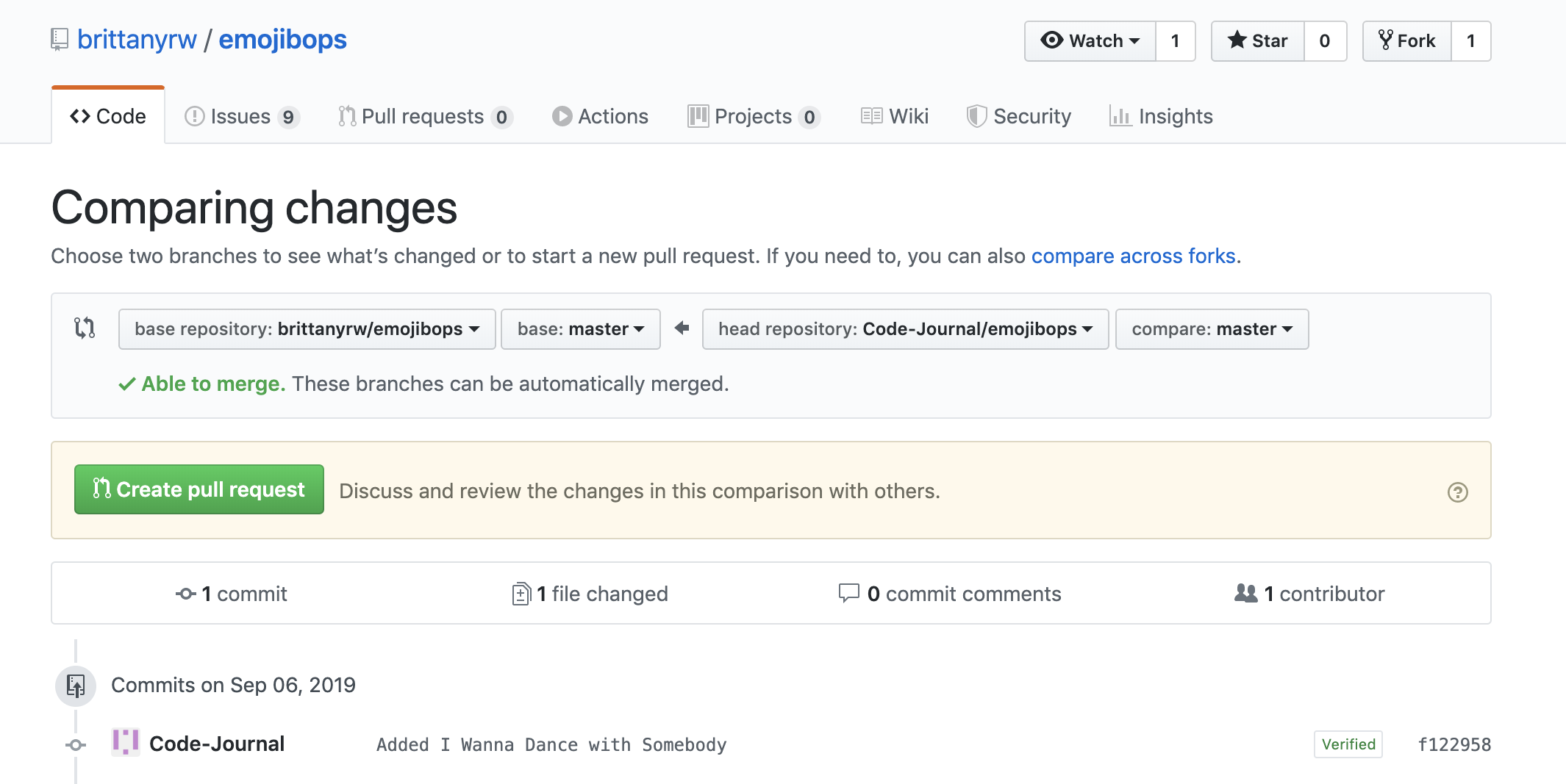 Screenshot of a Pull Request on the Github website