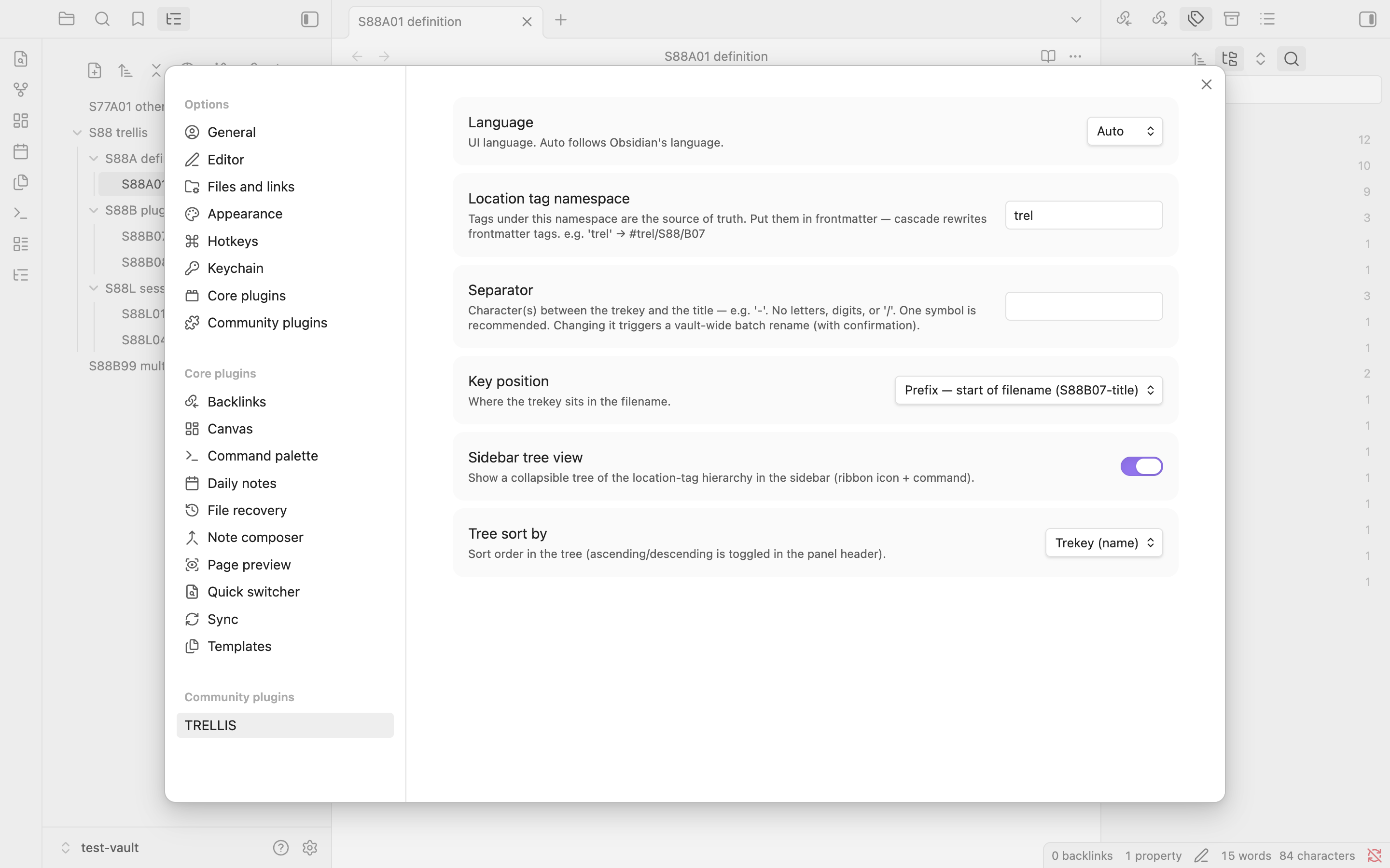 Settings tab
