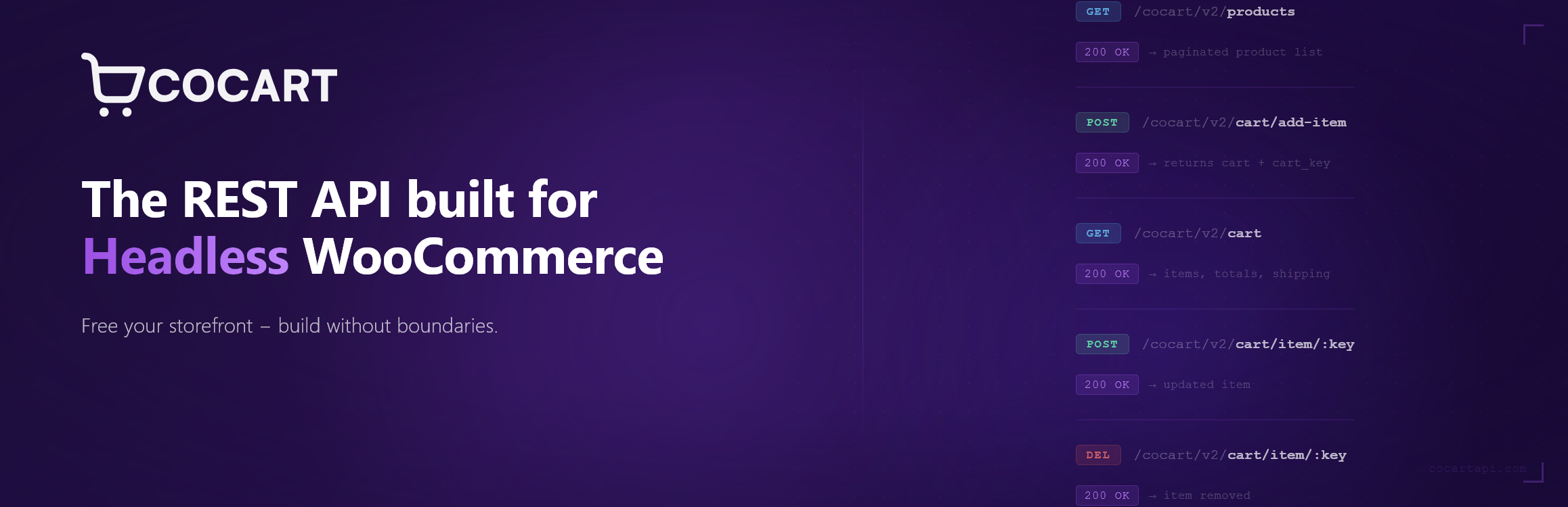 CoCart. The REST API built for Headless WooCommerce