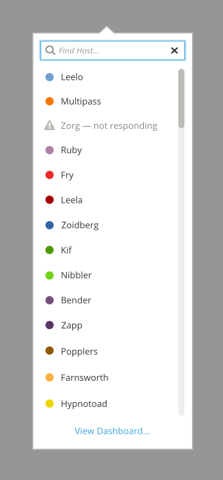 Host switcher UI when there are many hosts