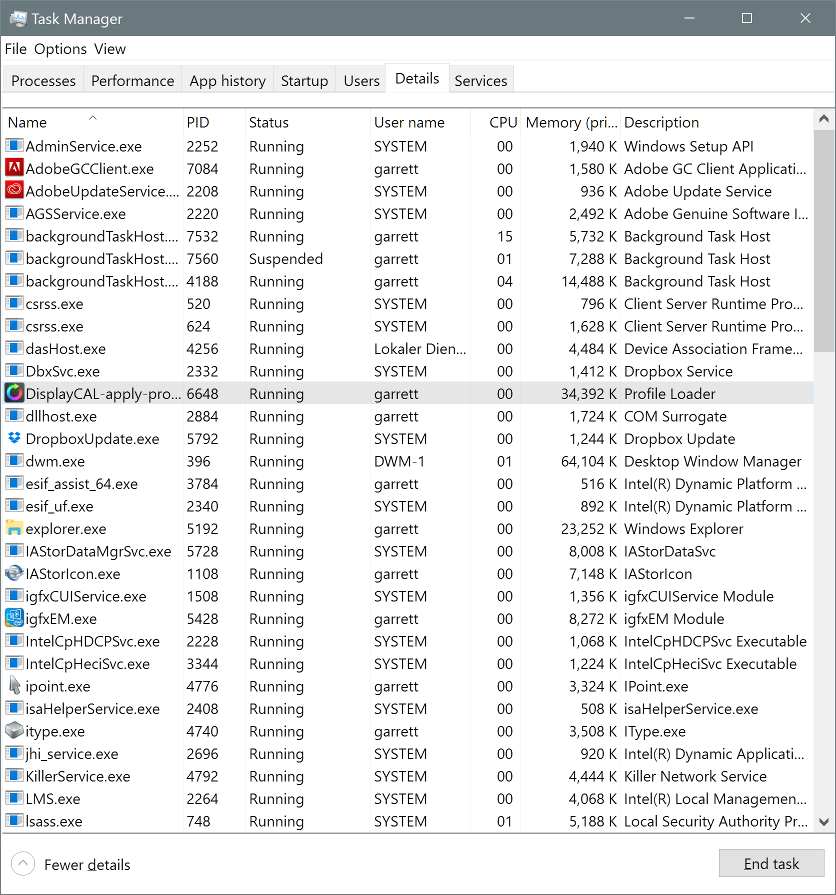 Windows task list (complex)