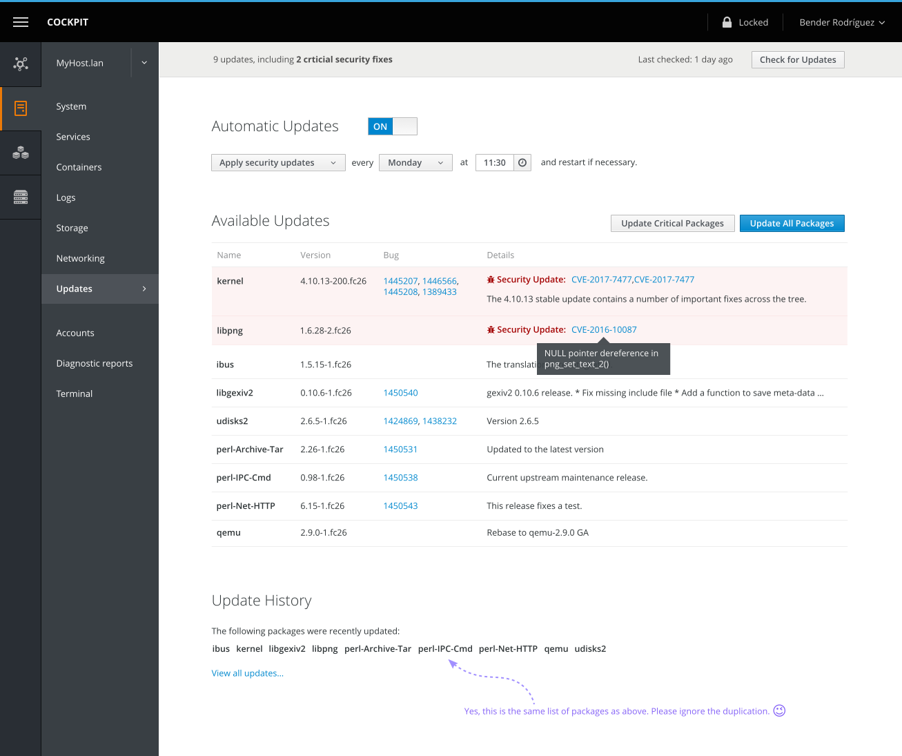 Updates overview