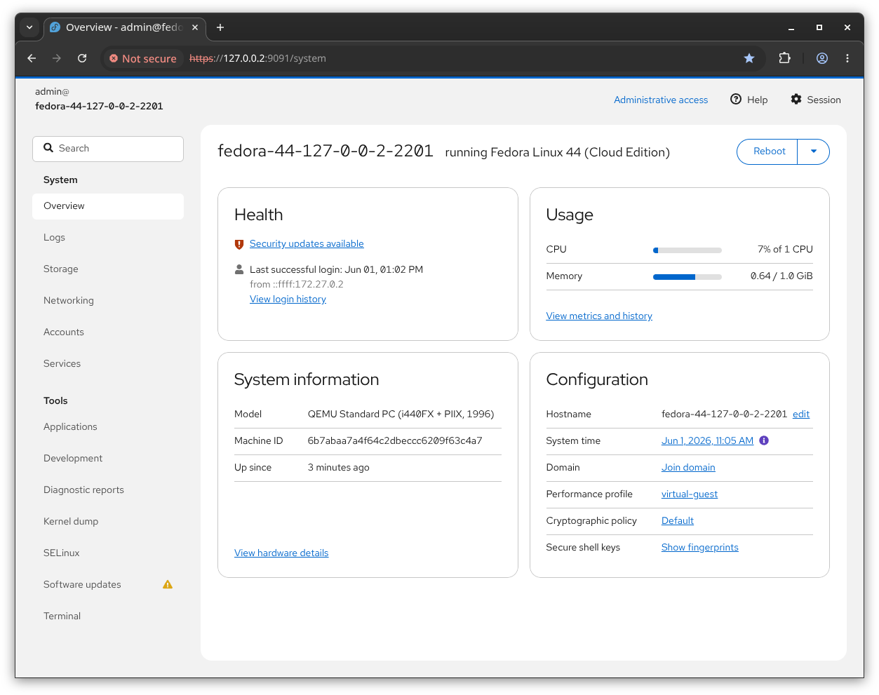 Screenshot of high-level overview in light mode